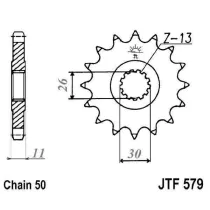 Pinion fata JT JTF 579-16RB 16T, 530 rubber cushioned