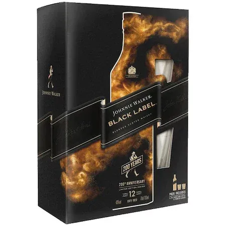 Johnnie Walker Black Label 12 YO + 2 pahare 0.7L