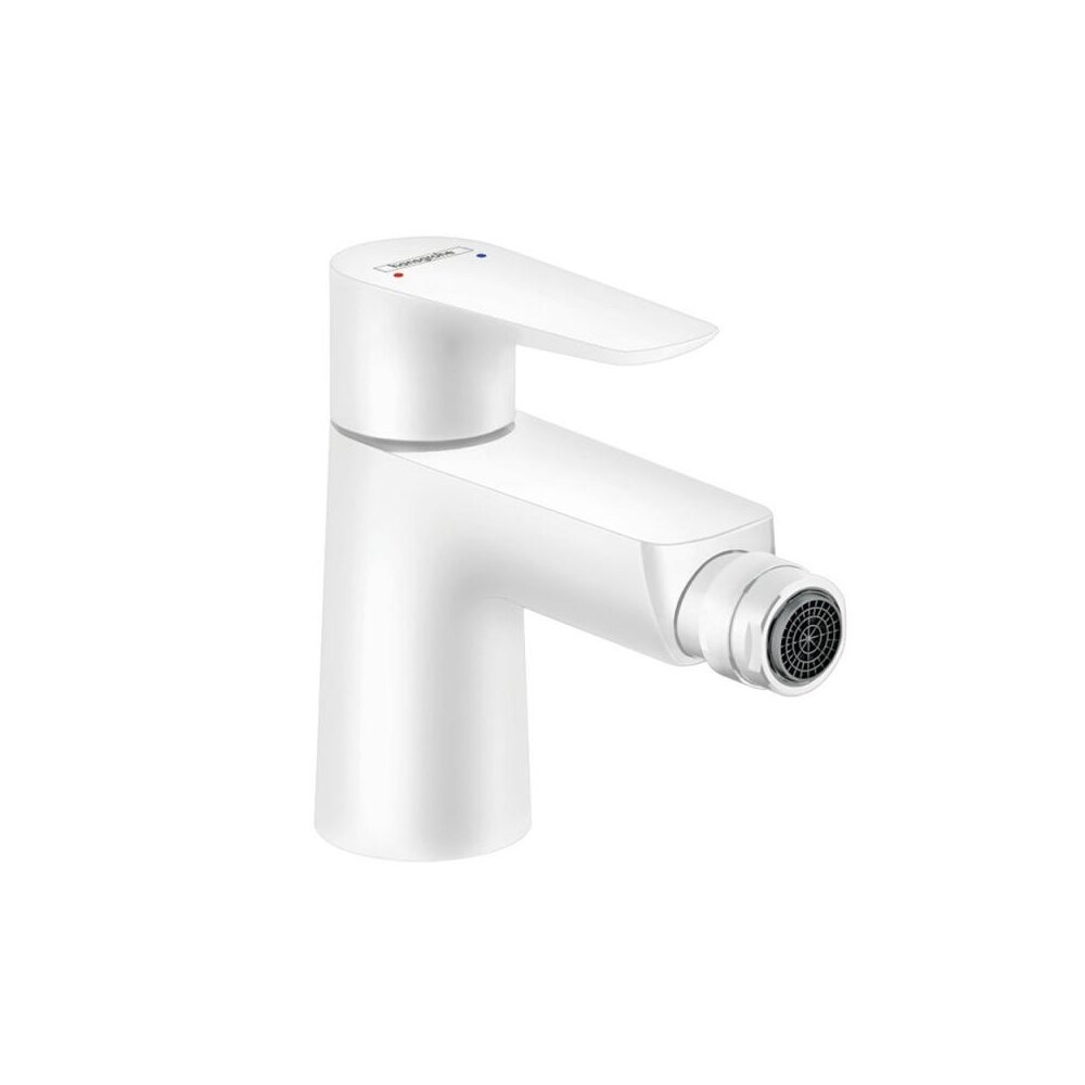 Baterie bideu Hansgrohe Talis E cu ventil Pop-Up alb mat alb