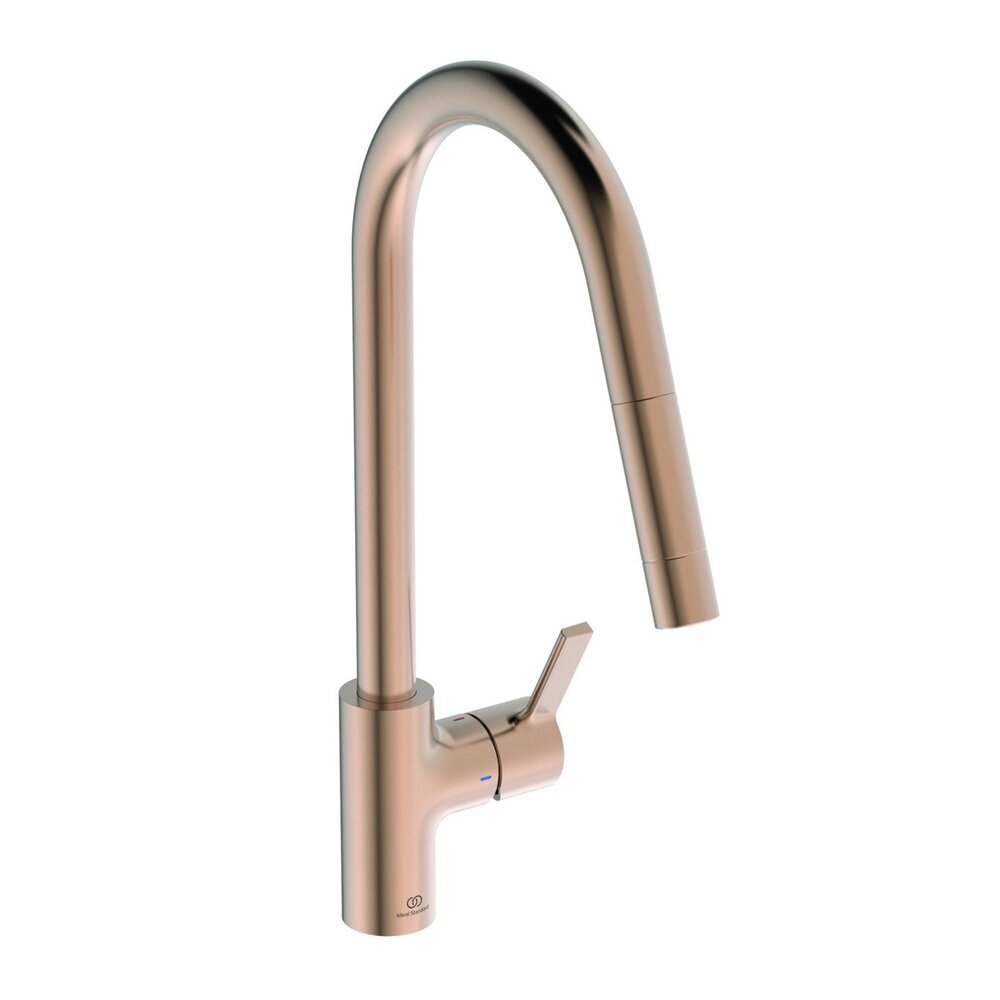 Baterie bucatarie cu dus extactibil Ideal Standard Gusto 235 cupru Sunset Rose 1 tip de jet 235
