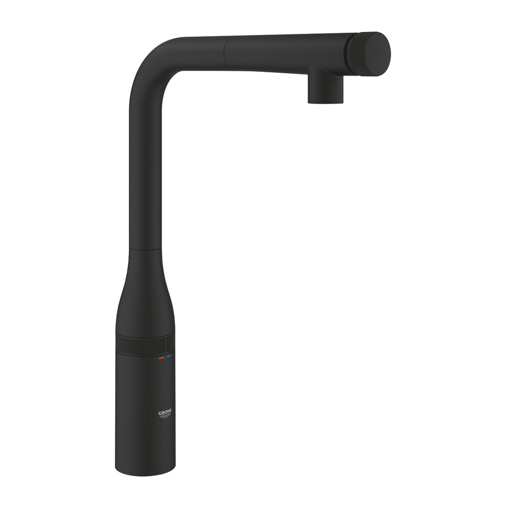 Baterie bucatarie cu dus extractibil Grohe Essence SmartControl 1 tip de jet negru mat Phantom Black grohe