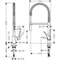 Baterie bucatarie cu dus extractibil Hansgrohe Cento XXL cu 2 jeturi picture - 2