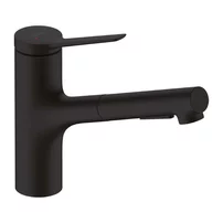 Baterie bucatarie cu dus extractibil Hansgrohe Zesis M33 negru mat 2 tipuri de jet