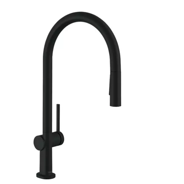 Baterie bucatarie cu dus extractibil negru mat Hansgrohe Talis M54 210 cu 2 jeturi