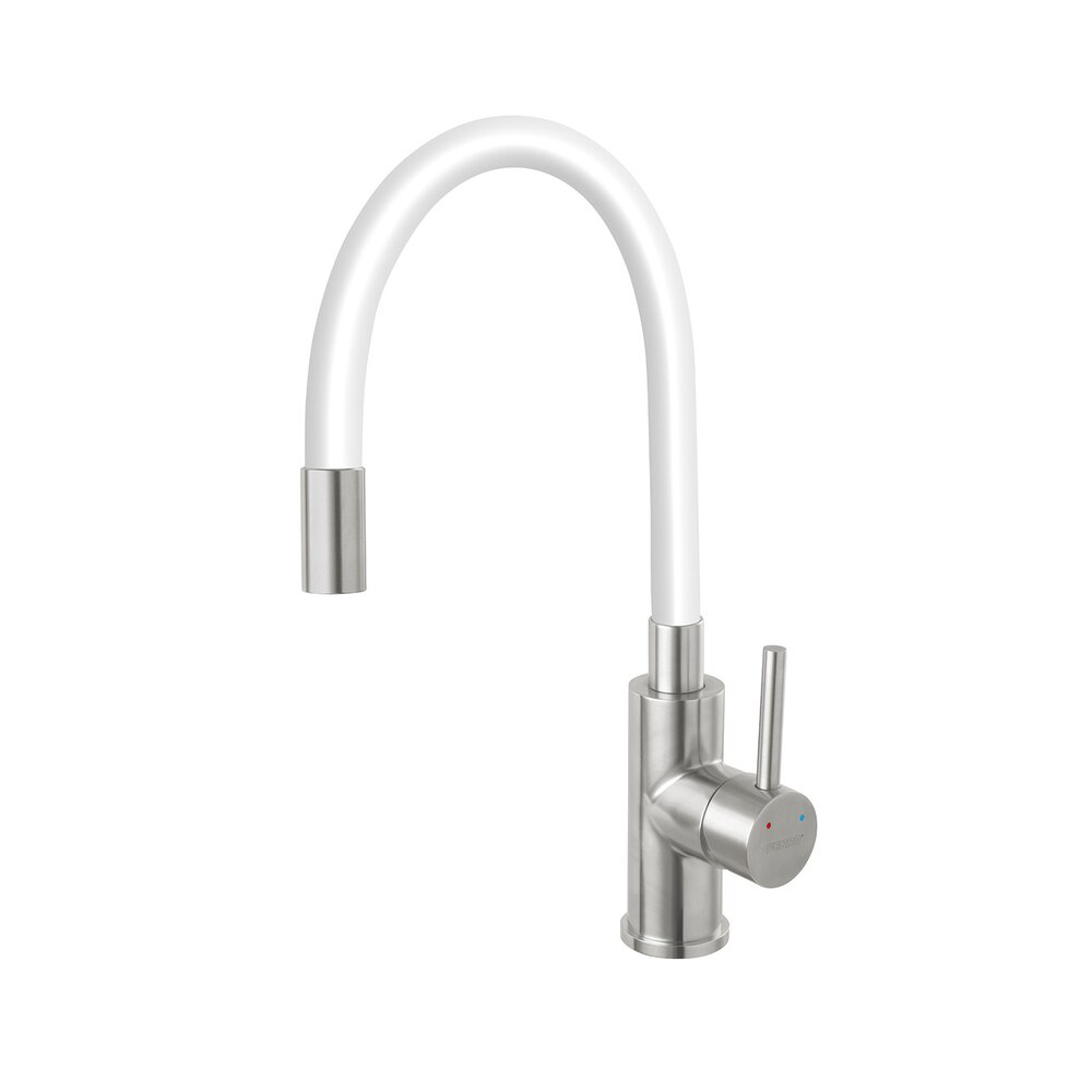 Baterie bucatarie cu pipa flexibila Ferro Zumba alb – inox Alb
