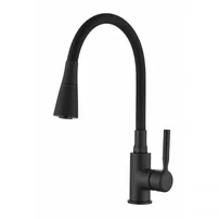 Baterie bucatarie cu pipa flexibila Invena Pogo Plus negru mat