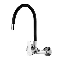 Baterie bucatarie cu pipa flexibila Invena Verso negru - crom