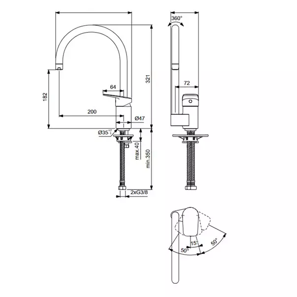 Baterie bucatarie Ideal Standard Ceraplan cu pipa inalta R200 picture - 4