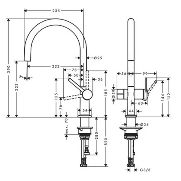 Baterie bucatarie monocomanda crom periat Hansgrohe Talis M54 220 cu 1 jet si robinet apa rece picture - 2