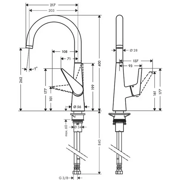 Baterie bucatarie monocomanda Hansgrohe Talis M51 260 Eco cu 1 jet picture - 2