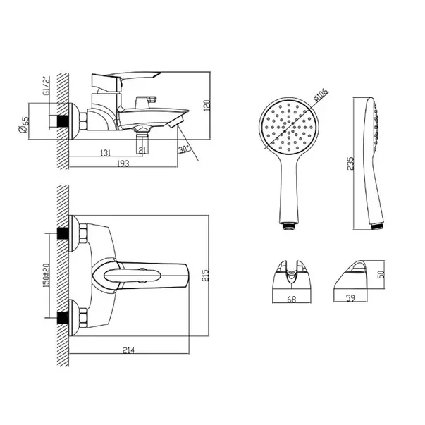 Baterie cada - dus cu monocomanda si set dus Lemark Mars picture - 2