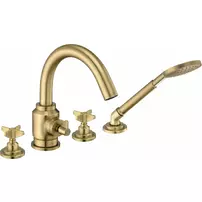 Baterie cada – dus dubla comanda Deante Temisto bronz periat cu set de dus