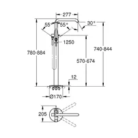 Baterie cada - dus freestanding Grohe Essence crom lucios picture - 3