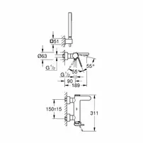 Baterie cada - dus Grohe Plus crom lucios cu set de dus picture - 3