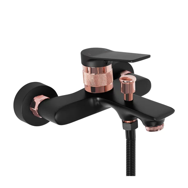 Baterie cada - dus Rea Viral monocomanda negru - rose gold cu set de dus picture - 4