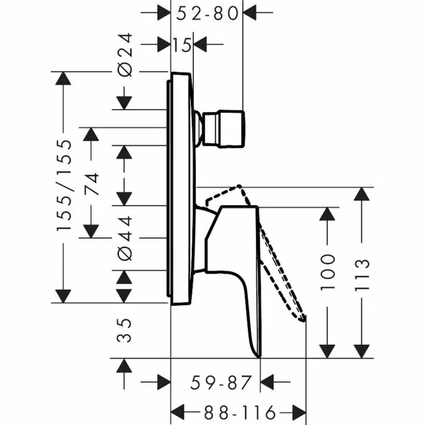 Baterie cada - dus incastrata Hansgrohe Talis E monocomanda bronz periat picture - 2