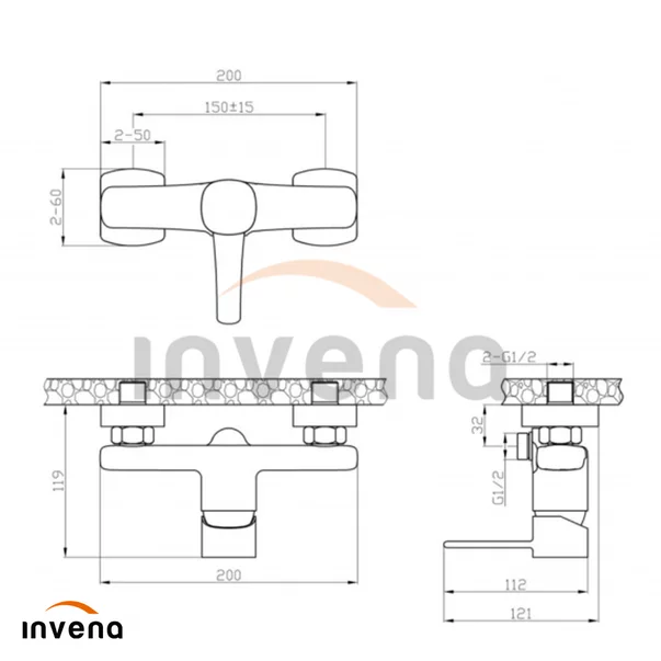 Baterie dus Invena Glamour monocomanda crom picture - 3