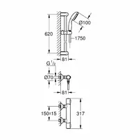 Baterie dus Grohe Precision Flow termostatata crom lucios cu set de dus picture - 3