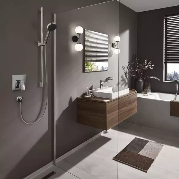 Baterie dus incastrata Hansgrohe Vivenis negru mat fara corp incastrat picture - 2