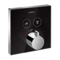 Baterie dus incastrata Hansgrohe ShowerSelect Glass negru - crom termostatata