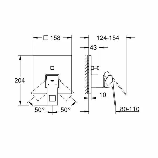 Baterie cada - dus  incastrata Grohe Eurocube 2 functii crom picture - 4