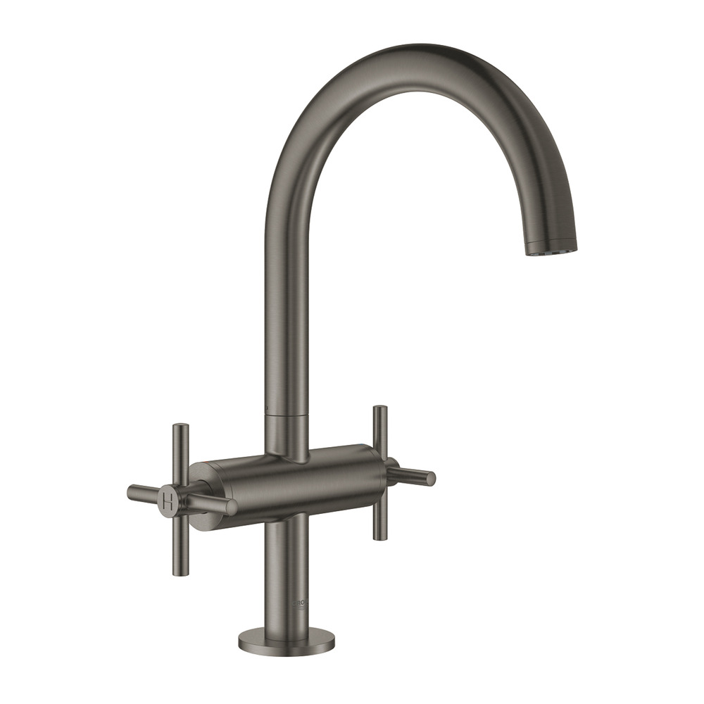 Baterie lavoar cu manere cruce Grohe Atrio L dubla comanda antracit periat Hard Graphite antracit