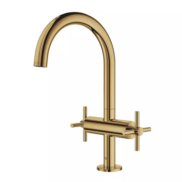 Baterie lavoar cu manere cruce Grohe Atrio L dubla comanda auriu lucios Cool Sunrise picture - 3