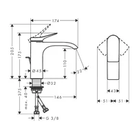 Baterie lavoar Hansgrohe Vivenis 110 negru mat cu ventil Pop-Up picture - 2