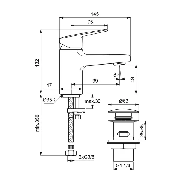 Baterie lavoar Ideal Standard Ceraplan H60 crom lucios cu ventil Click-Clack picture - 10