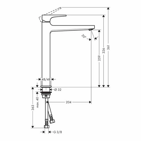 Baterie lavoar inalta Hansgrohe Metropol 260 auriu lucios picture - 2