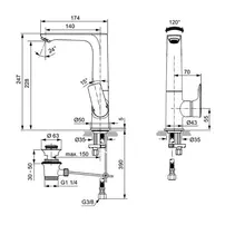 Baterie lavoar inalta Ideal Standard Connect Air gri Magnetic Grey cu ventil si pipa rotativa picture - 4