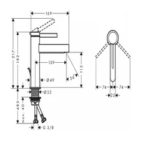 Baterie lavoar monocomanda Hansgrohe Finoris 110 negru cu ventil Pop-Up picture - 2