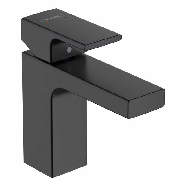 Baterie lavoar negru mat Hansgrohe Vernis Shape 100 cu ventil pop-up