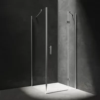 Cabina de dus dreptunghiulara cu usa cu balamale Omnires Manhattan crom/transparent 110x70 cm
