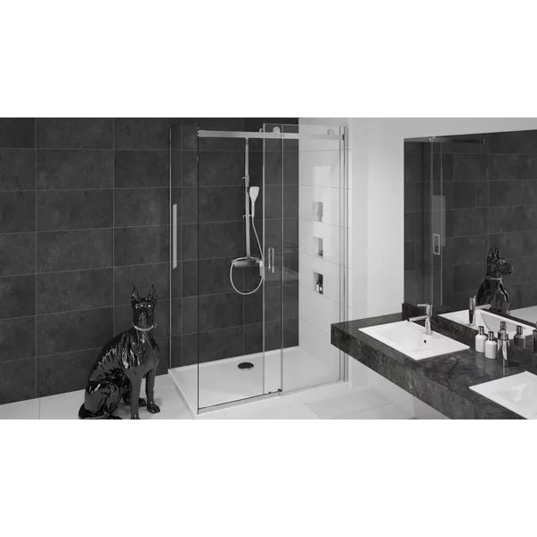 Cabina de dus dreptunghiulara cu usa glisanta Rea Nixon 100x120 crom stanga picture - 3