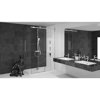 Cabina de dus dreptunghiulara cu usa glisanta Rea Nixon 100x120 crom stanga picture - 5