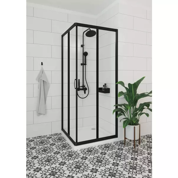 Cabina de dus patrata Deante Funkia cu usi culisante 90x90cm finisaj negru picture - 4