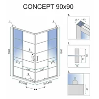Cabina de dus patrata Rea Concept cu usi glisante 90x90 negru mat picture - 2