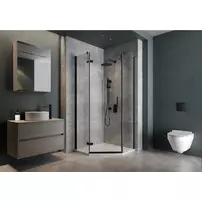 Cabina de dus pentagonala Cersanit Jota cu usa batanta stanga 90x90 negru picture - 3