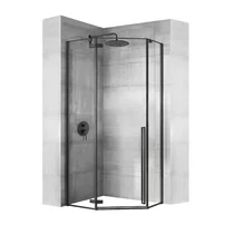 Cabina de dus pentagonala Rea Diamond cu usa batanta 100x100 negru mat