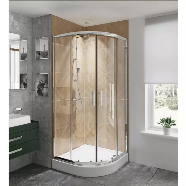 Cabina de dus semirotunda Deante Jasmin Plus cu usi culisante 90x90cm finisaj crom picture - 3