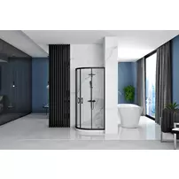 Cabina dus cu cadita semirotunda Rea Look cu doua usi culisante 90x90 negru mat picture - 5
