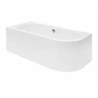Cada asimetrica Besco Avita 180x80 cm alb lucios cu montaj stanga