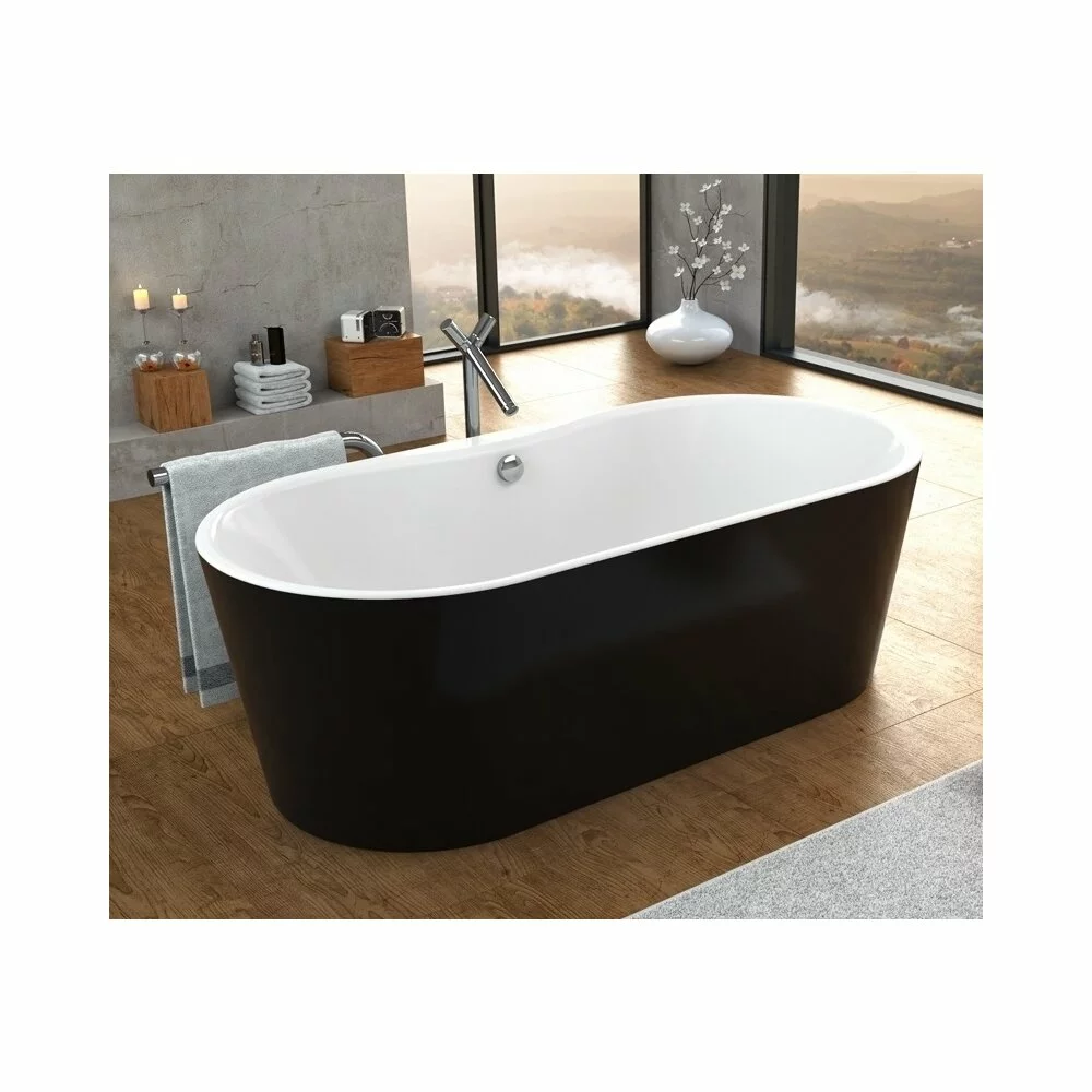 Cada freestanding Kolpasan Comodo negru si alb 185x90 cm 593790