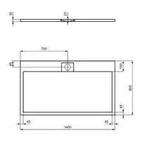 Cadita de dus dreptunghiulara Ideal Standard i.life Ultra Flat S gri asfaltic 140x80 cm picture - 5