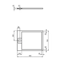 Cadita de dus dreptunghiulara Ideal Standard i.life Ultra Flat S gri asfaltic 90x70 cm picture - 5