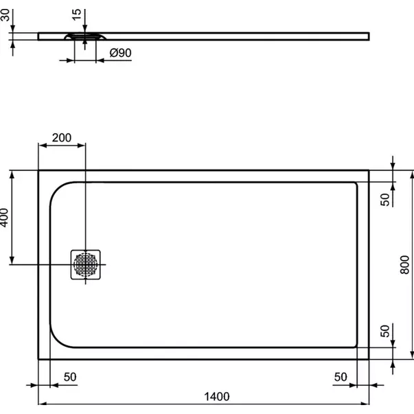 Cadita de dus dreptunghiulara Ideal Standard Ultra Flat S 140x80 cm gri picture - 2