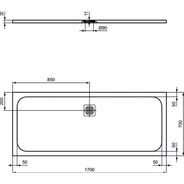 Cadita de dus dreptunghiulara Ideal Standard Ultra Flat S 170x70 cm gri picture - 2