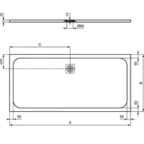 Cadita de dus dreptunghiulara Ideal Standard Ultra Flat S 170x80 cm gri asfaltic picture - 2