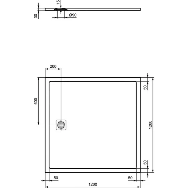 Cadita de dus patrata Ideal Standard Ultra Flat S 120x120 cm gri asfaltic picture - 2